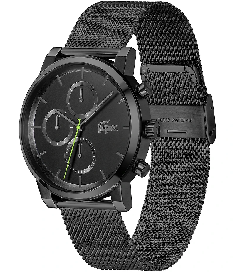 Lacoste Men's Replay Multifunction Black Tone Stainless Steel Mesh Bracelet Watch