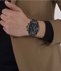 Lacoste Men's Replay Multifunction Black Tone Stainless Steel Mesh Bracelet Watch