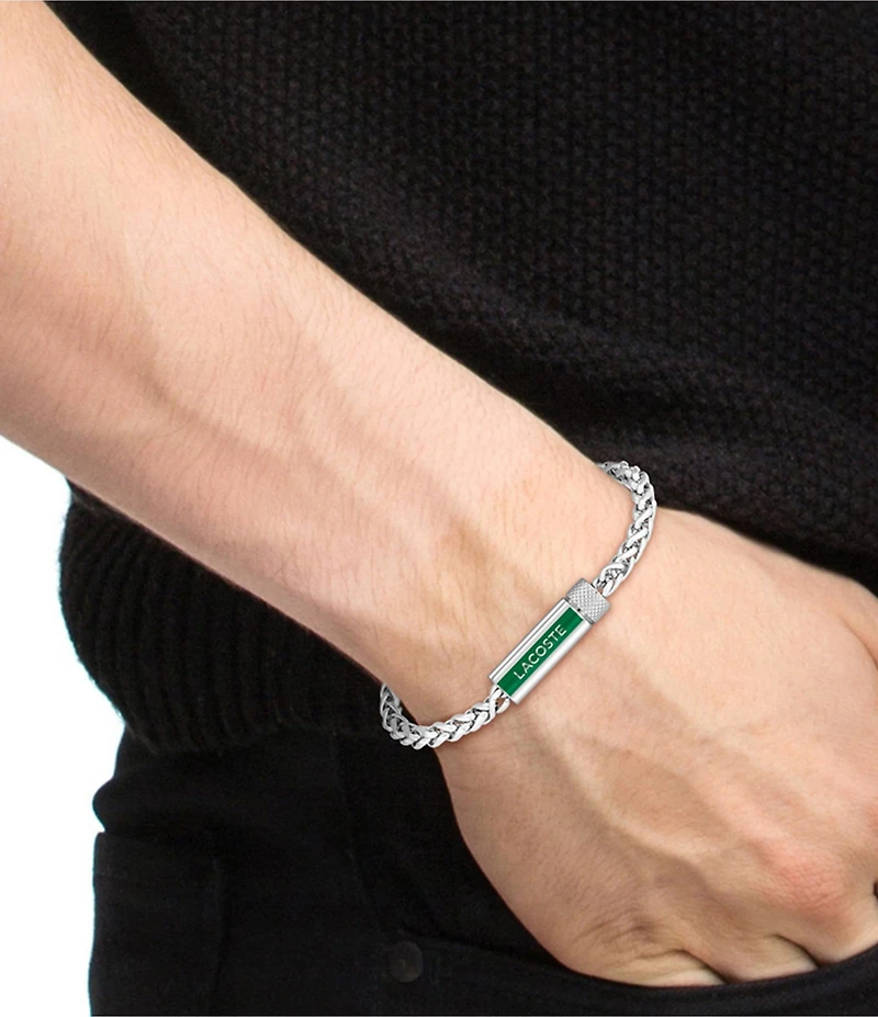 Lacoste Men's Spelt Collection Stainless Steel Line Chain Bracelet