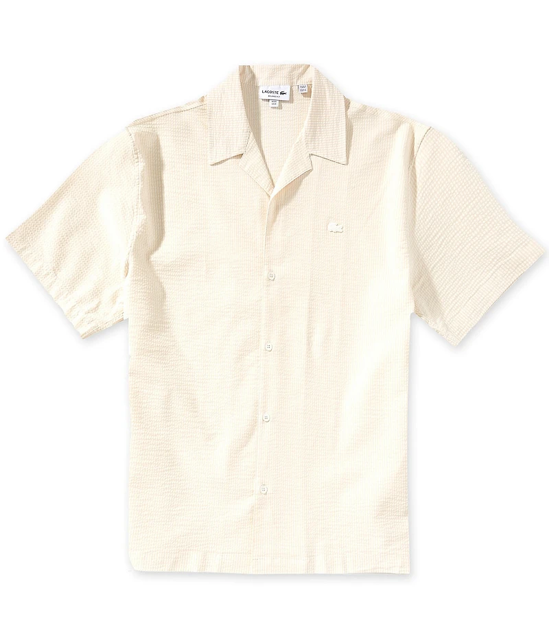 Lacoste Mini Stripe Short Sleeve Woven Camp Shirt