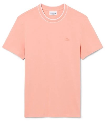 Lacoste Organic Cotton Blend Stretch Pique Striped Collar Short Sleeve T-Shirt