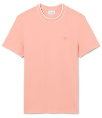 Lacoste Organic Cotton Blend Stretch Pique Striped Collar Short Sleeve T-Shirt