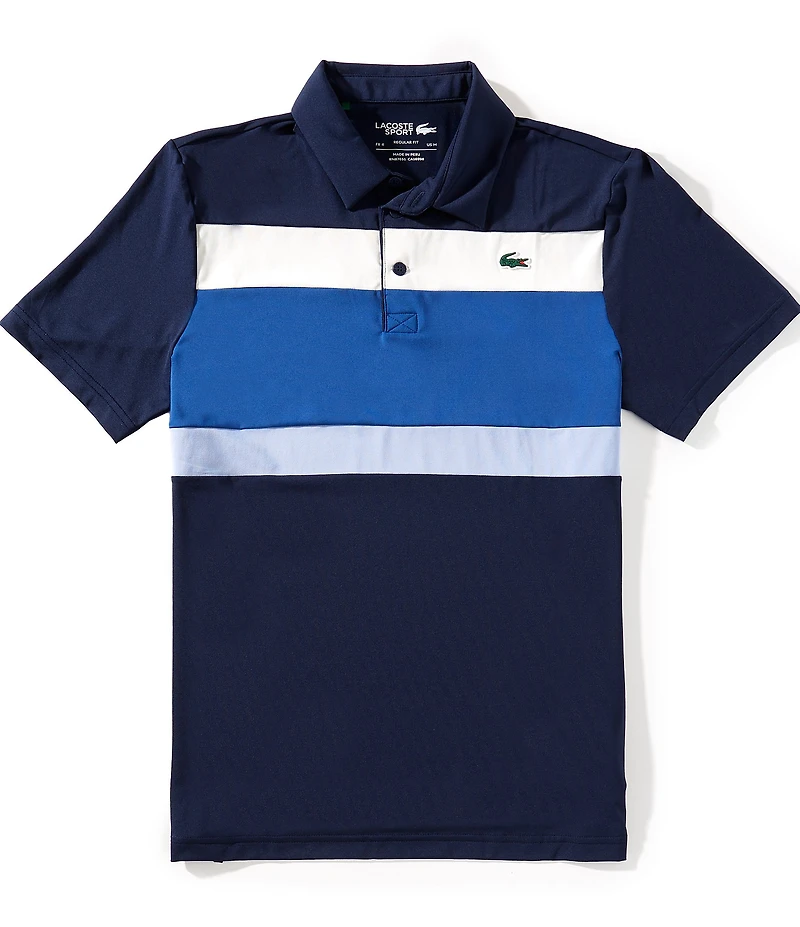 Lacoste Performance Stretch Chest Stripe Short Sleeve Polo Shirt