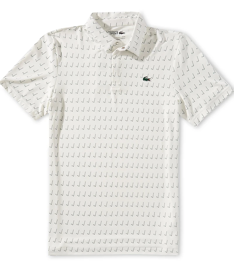Lacoste Performance Stretch Golf Club Printed Short Sleeve Polo Shirt
