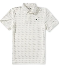 Lacoste Performance Stretch Golf Club Printed Short Sleeve Polo Shirt