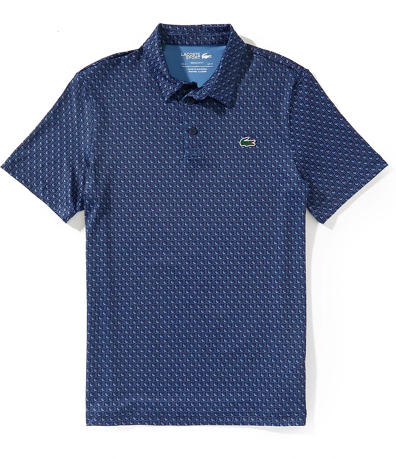 Lacoste Printed Performance Short Sleeve Golf Ball Polo Shirt