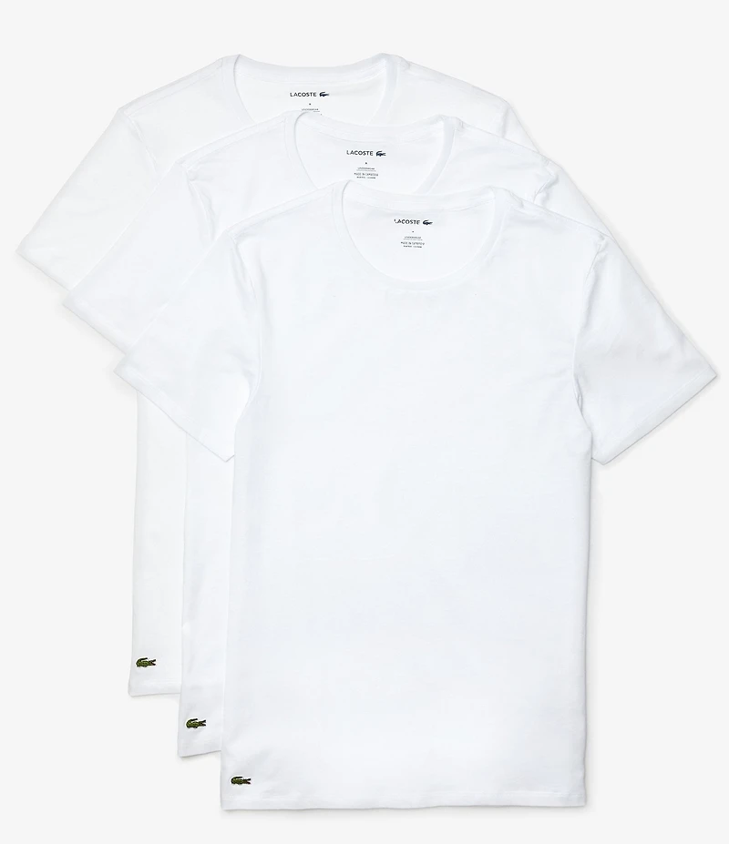 Lacoste Short Sleeve Regular Fit Crew Neck Undershirts 3-Pack