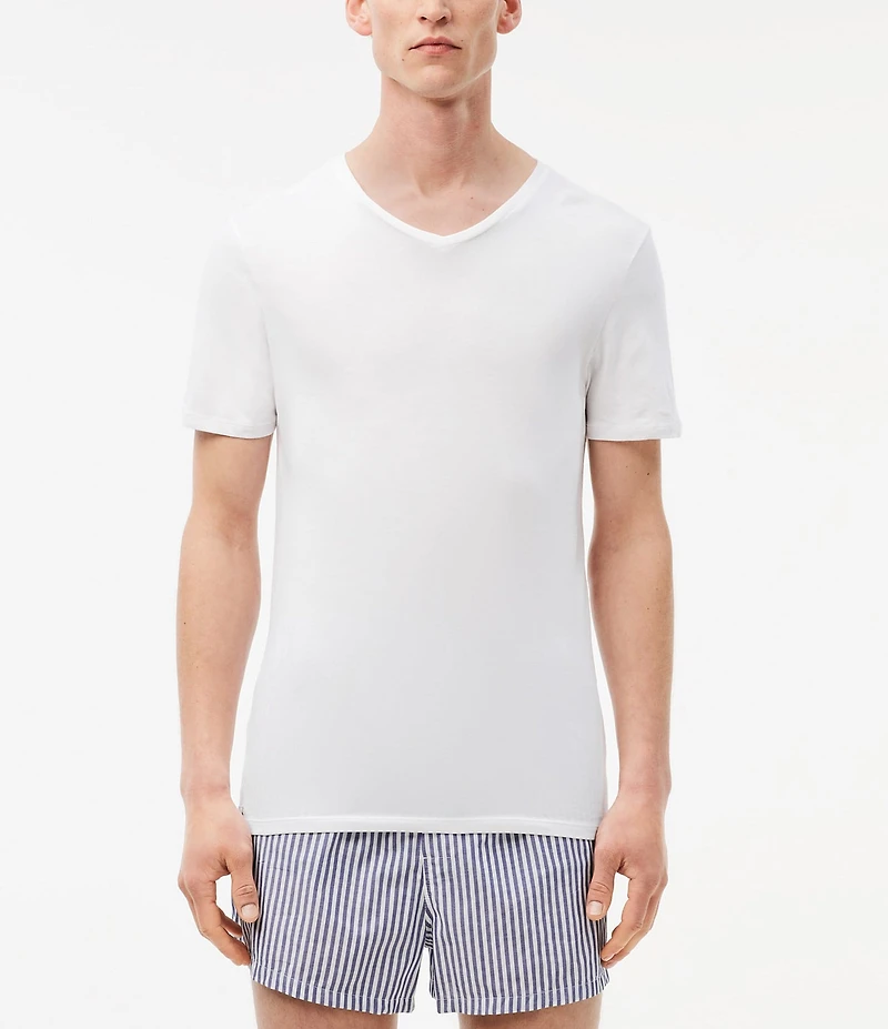 Lacoste Short Sleeve V-Neck Slim Fit Undershirt 3-Pack