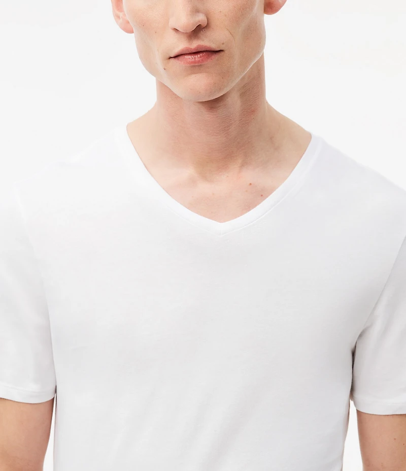 Lacoste Short Sleeve V-Neck Slim Fit Undershirt 3-Pack