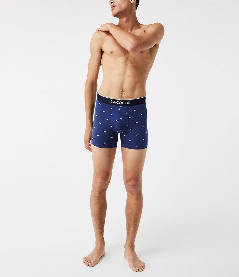 Lacoste Solid/Printed 5#double; Inseam Boxer Briefs 3-Pack