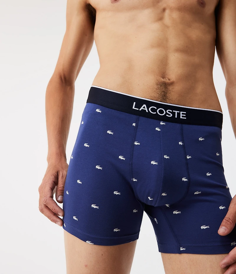 Lacoste Solid/Printed 5#double; Inseam Boxer Briefs 3-Pack