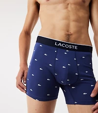 Lacoste Solid/Printed 5#double; Inseam Boxer Briefs 3-Pack