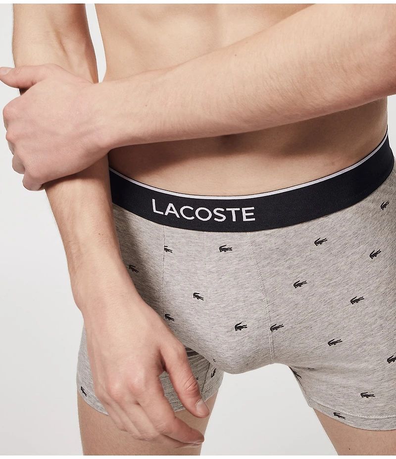 Lacoste Solid/Printed 5#double; Inseam Boxer Briefs 3-Pack