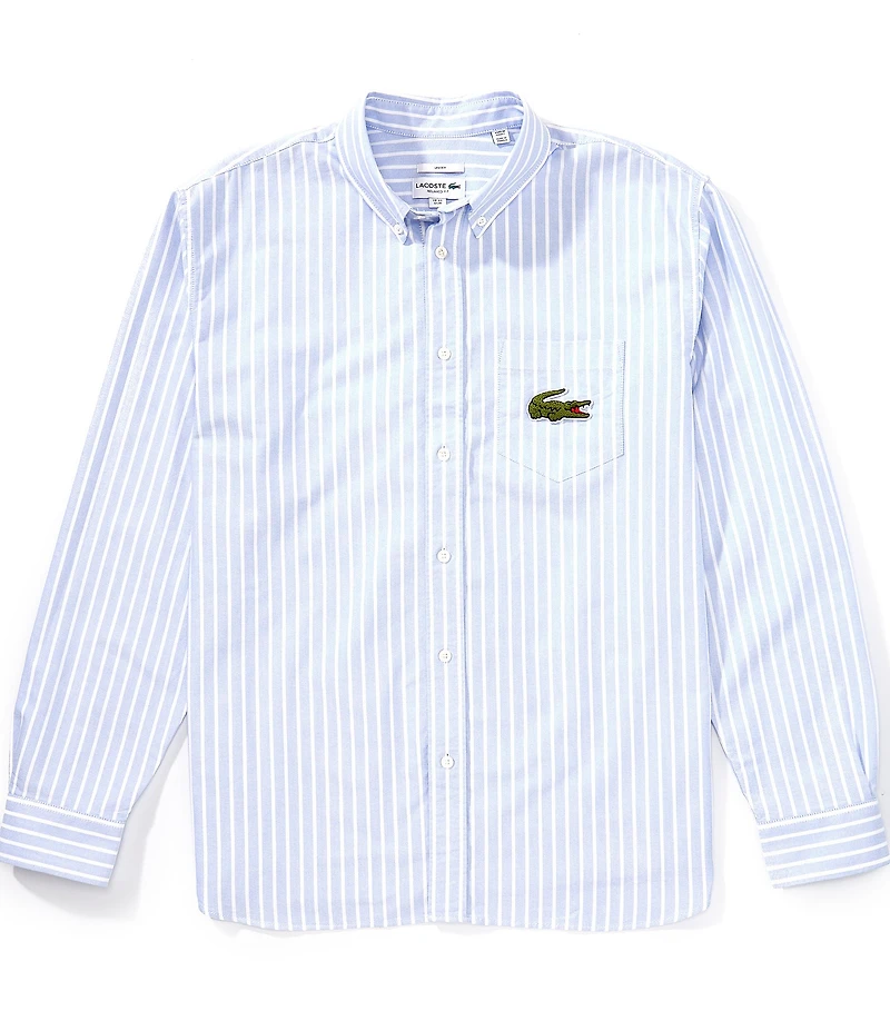 Lacoste Stripe Oxford Long Sleeve Woven Shirt
