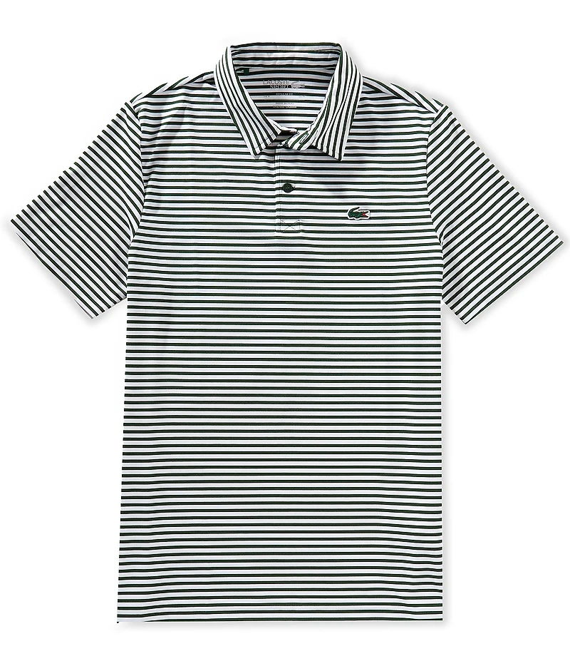 Lacoste Stripe Performance Stretch Short Sleeve Polo Shirt