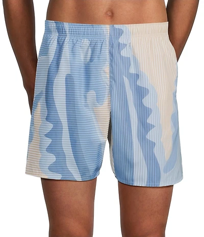 Lacoste Striped 6#double; Inseam Swim Trunks
