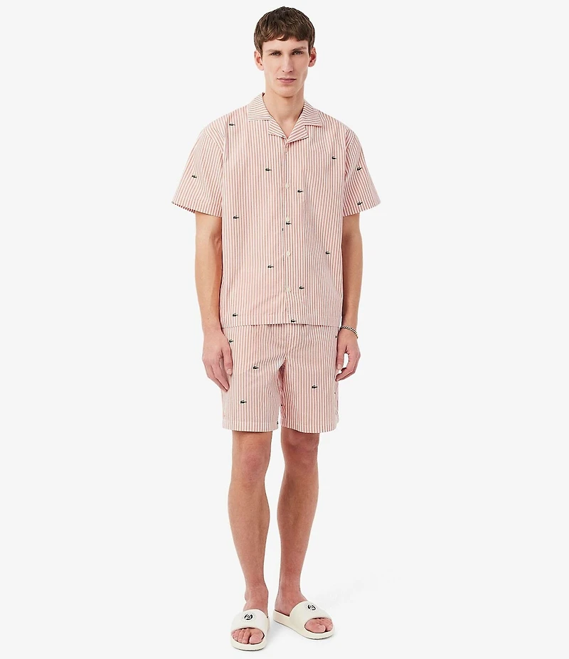 Lacoste Striped Crocodile Printed Pajama Shirt