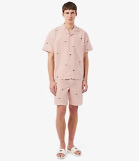 Lacoste Striped Crocodile Printed Pajama Shirt