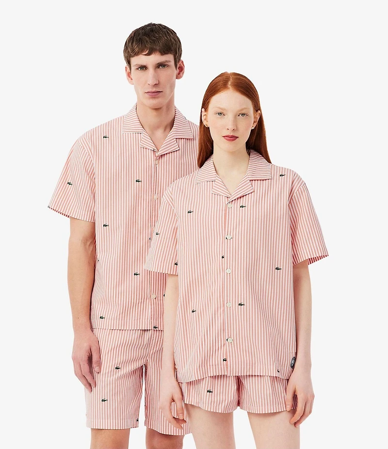 Lacoste Striped Crocodile Printed Pajama Shirt