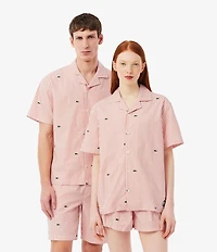 Lacoste Striped Crocodile Printed Pajama Shirt