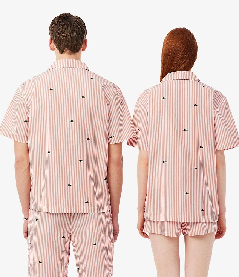 Lacoste Striped Crocodile Printed Pajama Shirt