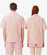 Lacoste Striped Crocodile Printed Pajama Shirt