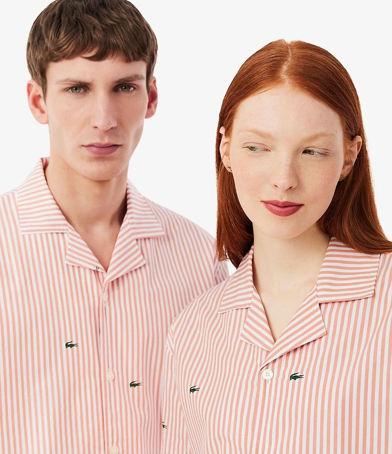 Lacoste Striped Crocodile Printed Pajama Shirt
