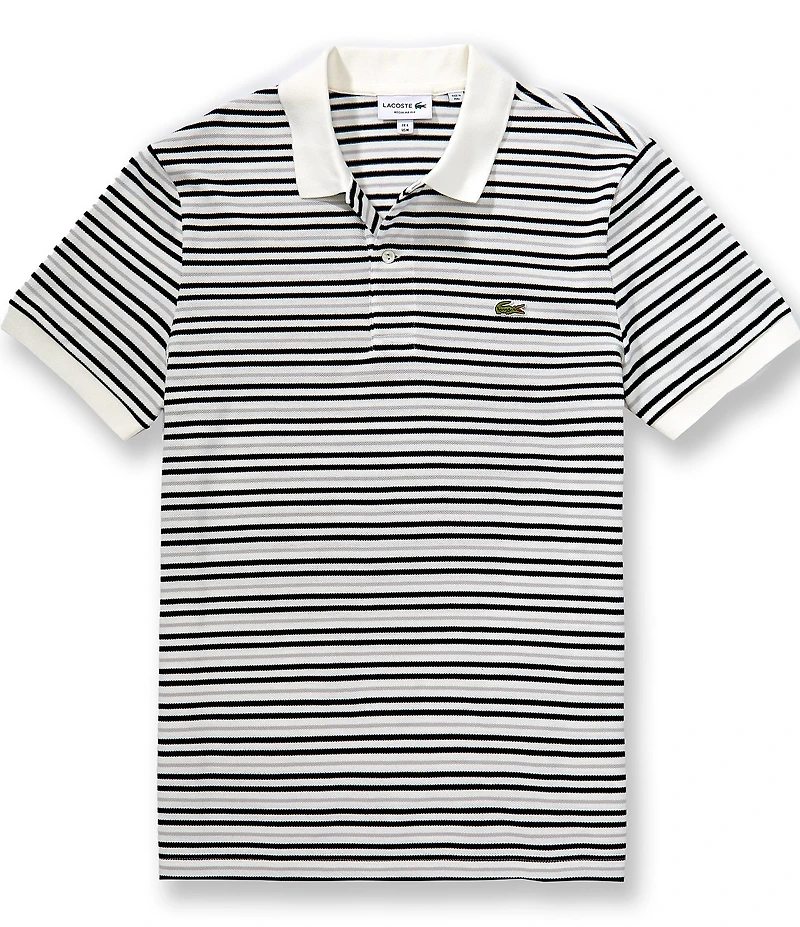 Lacoste Striped Pique Short Sleeve Polo Shirt