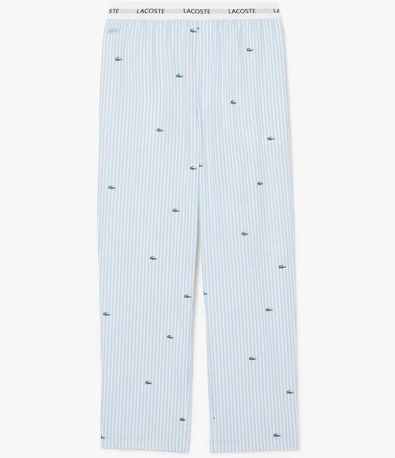 Lacoste Striped/Mini Crocodile Pattern Woven Pajama Pants