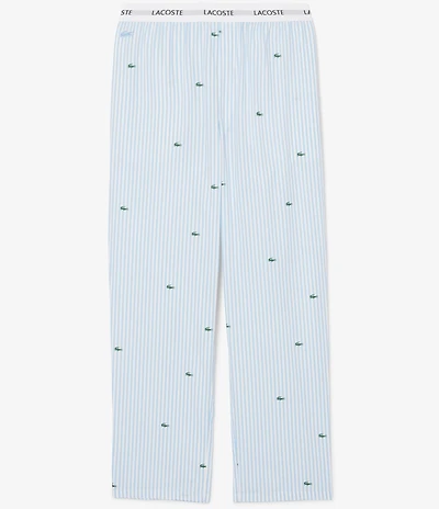 Lacoste Striped/Mini Crocodile Pattern Woven Pajama Pants
