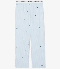 Lacoste Striped/Mini Crocodile Pattern Woven Pajama Pants