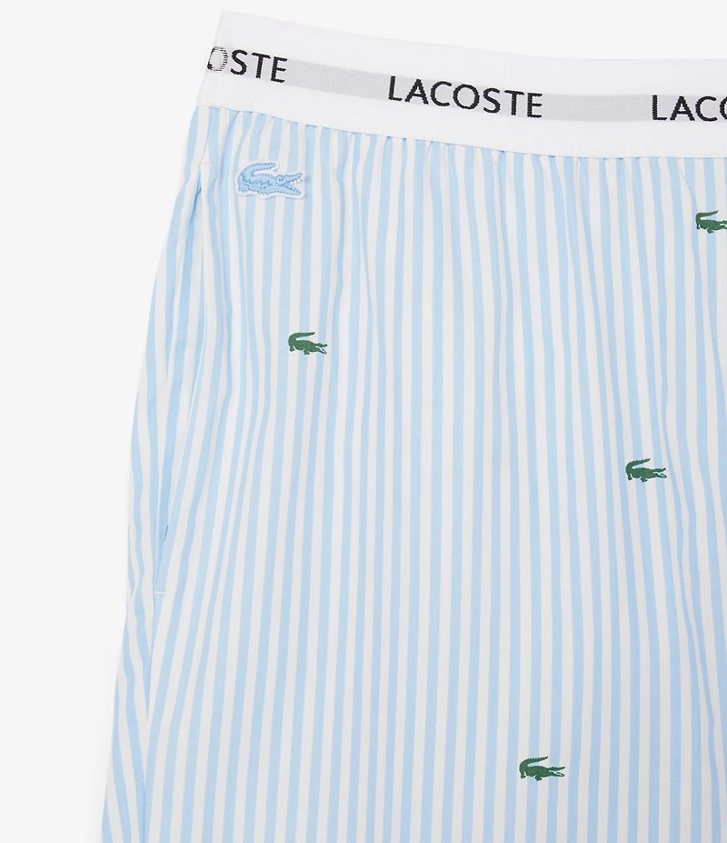 Lacoste Striped/Mini Crocodile Pattern Woven Pajama Pants