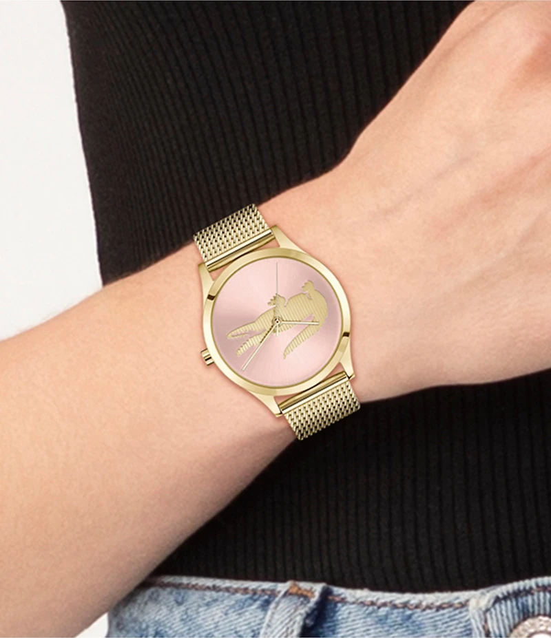 Lacoste Women's Crocodelle Analog Gold Tone Stainless Steel Bracelet Watch