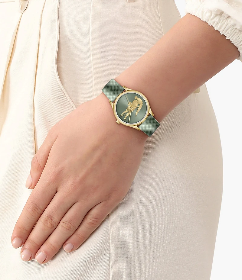 Lacoste Women's Crocodelle Quartz Three Hand Silicone Strap Watch