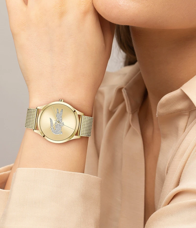 Lacoste Women's Crocodelle Quartz Three Hand Stainless Steel Mesh Bracelet Watch