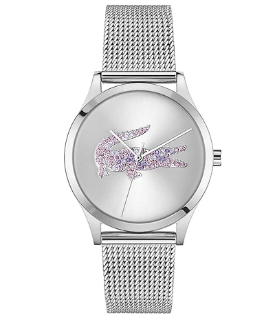 Lacoste Women's Crocodelle Quartz Three Hand Stainless Steel Mesh Bracelet Watch