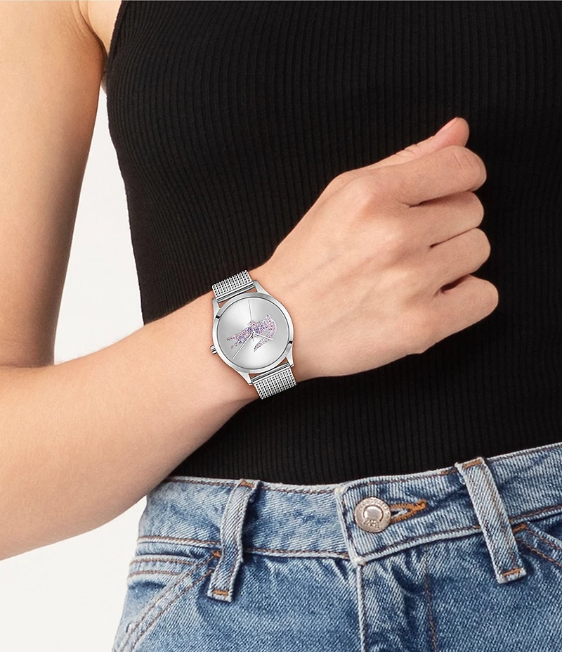 Lacoste Women's Crocodelle Quartz Three Hand Stainless Steel Mesh Bracelet Watch