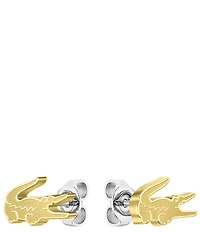 Lacoste Women's Crocodile Collection IP Gold Stud Earrings
