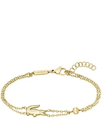 Lacoste Women's Crocodile Stainless Steel Double Chain Line Bracelet