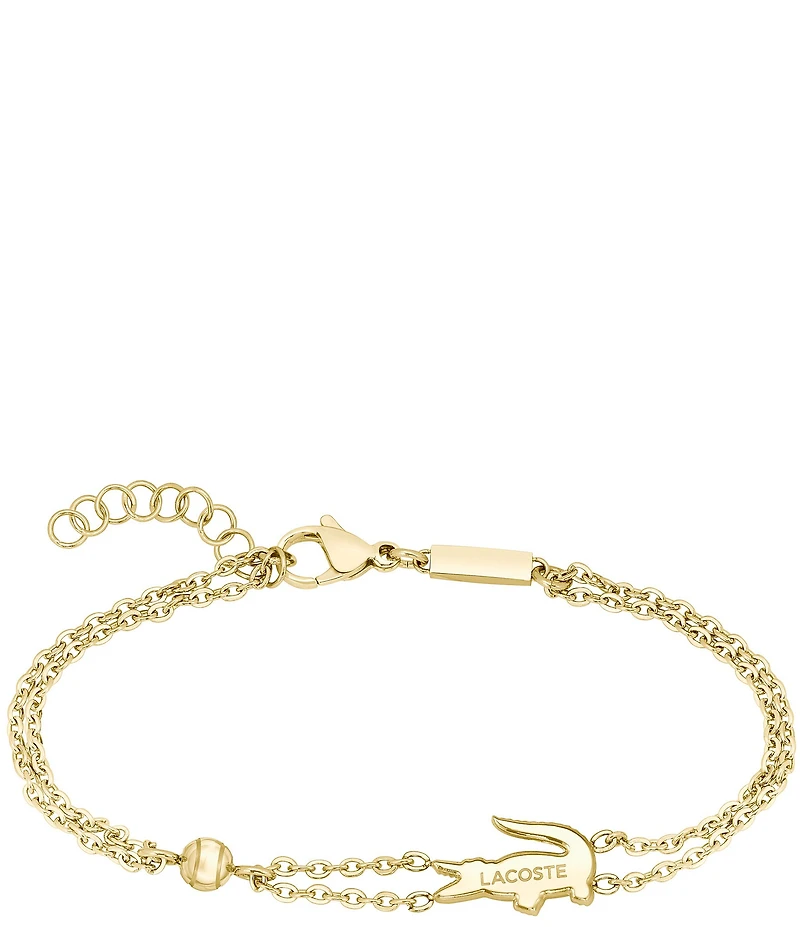 Lacoste Women's Crocodile Stainless Steel Double Chain Line Bracelet