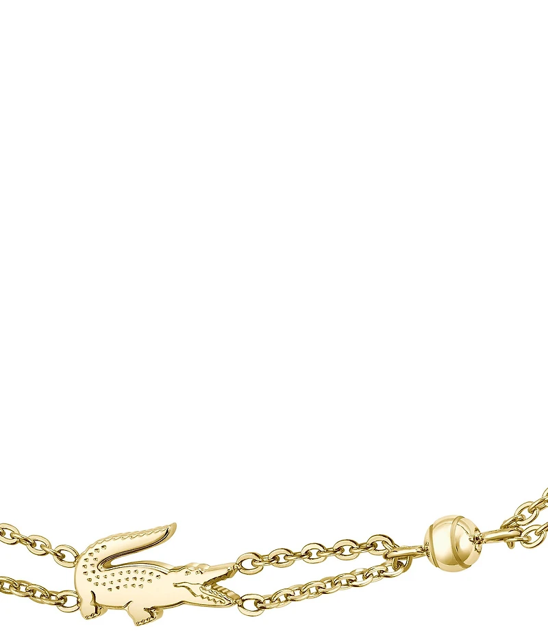 Lacoste Women's Crocodile Stainless Steel Double Chain Line Bracelet