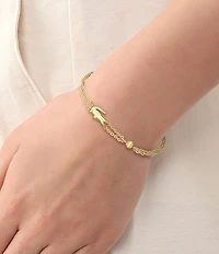 Lacoste Women's Crocodile Stainless Steel Double Chain Line Bracelet