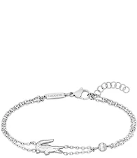 Lacoste Women's Crocodile Stainless Steel Double Chain Line Bracelet