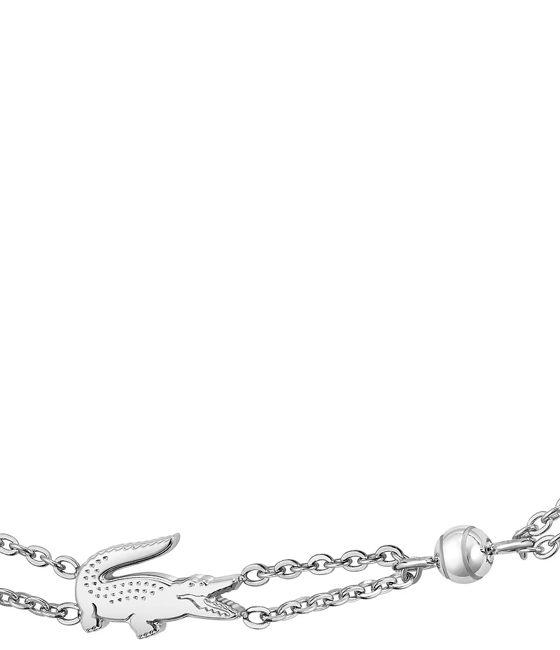 Lacoste Women's Crocodile Stainless Steel Double Chain Line Bracelet