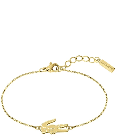 Lacoste Women's Crocodile Yellow Gold IP Line Bracelet