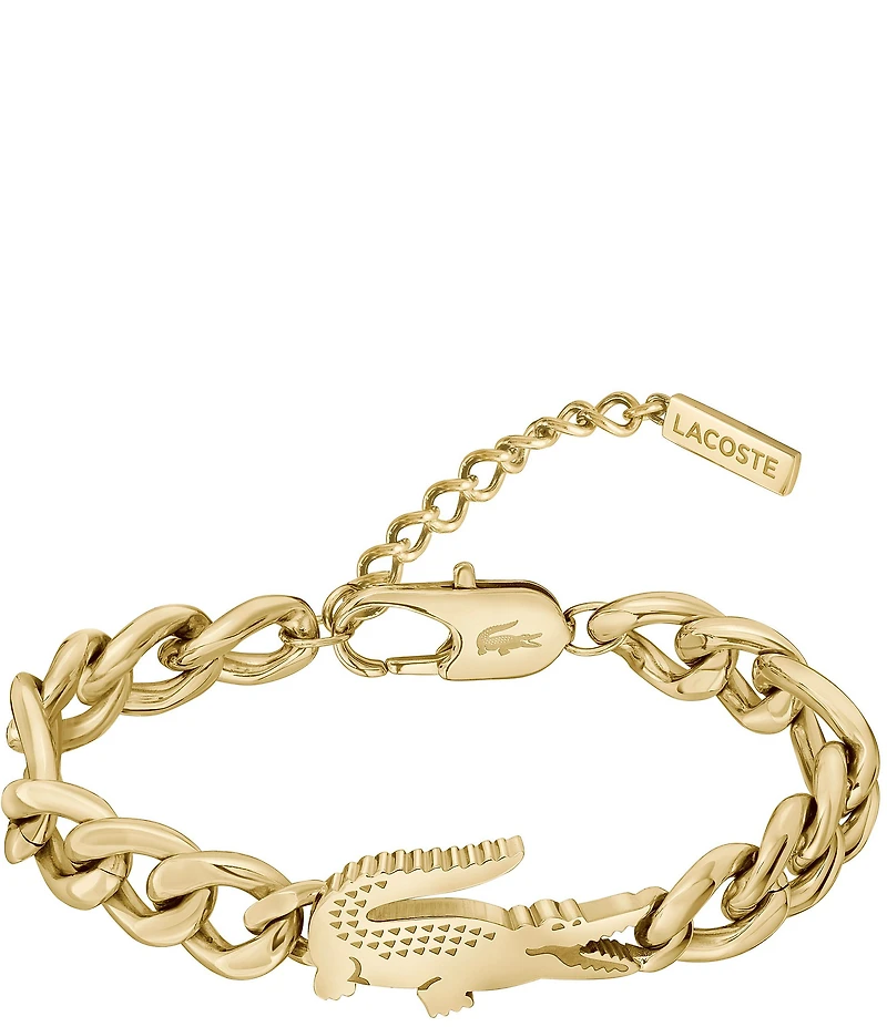 Lacoste Women's Crocodile Yellow IP Gold Line Bracelet