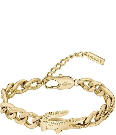 Lacoste Women's Crocodile Yellow IP Gold Line Bracelet