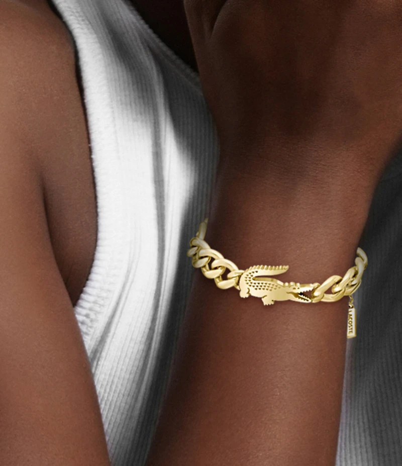 Lacoste Women's Crocodile Yellow IP Gold Line Bracelet