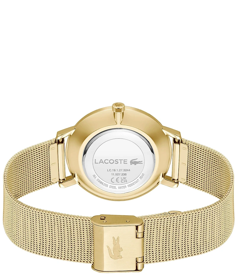 Lacoste Women's Crocorigin Two Hand Gold Tone Stainless Steel Mesh Bracelet Watch