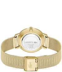 Lacoste Women's Crocorigin Two Hand Gold Tone Stainless Steel Mesh Bracelet Watch